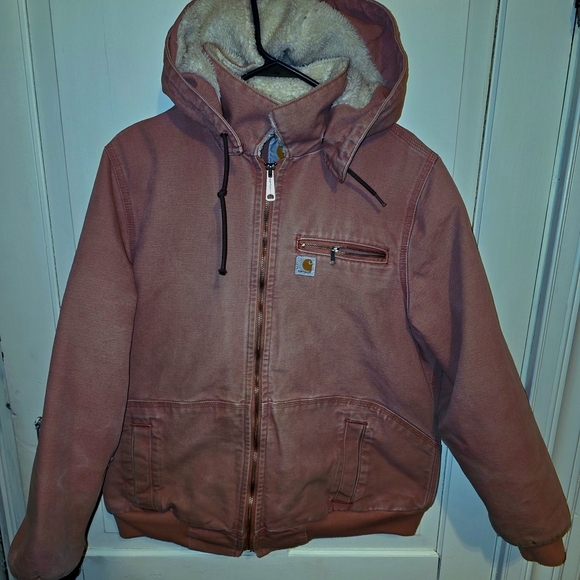 Carhartt Jackets & Blazers - Women’s Carhartt Wildwood Dried Rose Pink Sherpa Lined Detachable Hood Jacket XL